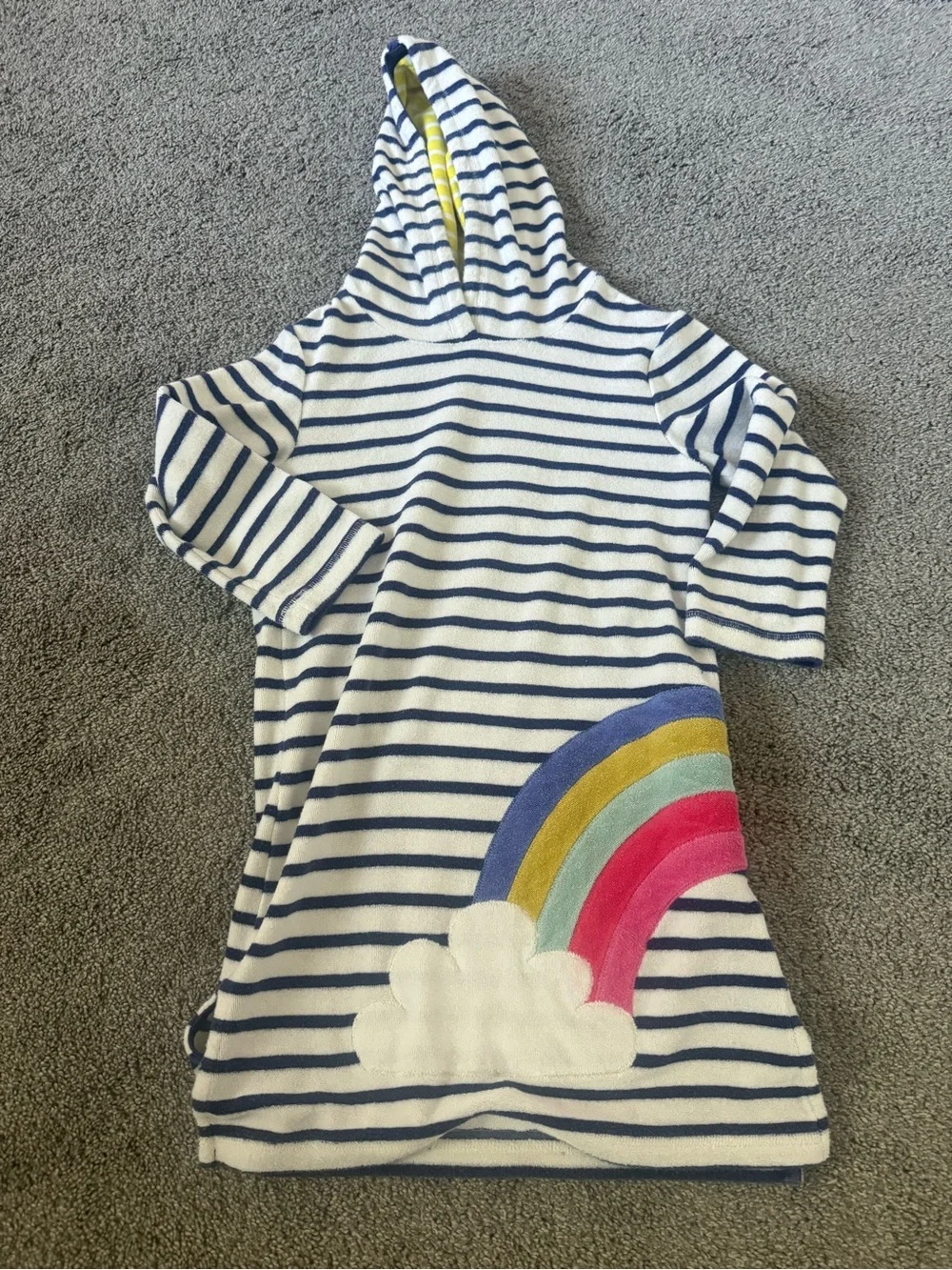 Mini Boden Striped Hooded Rainbow Appliqué Swim Coverup Sz 6-7
